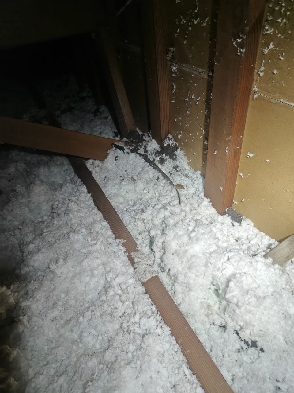 Anaheim attic before work, old insulation