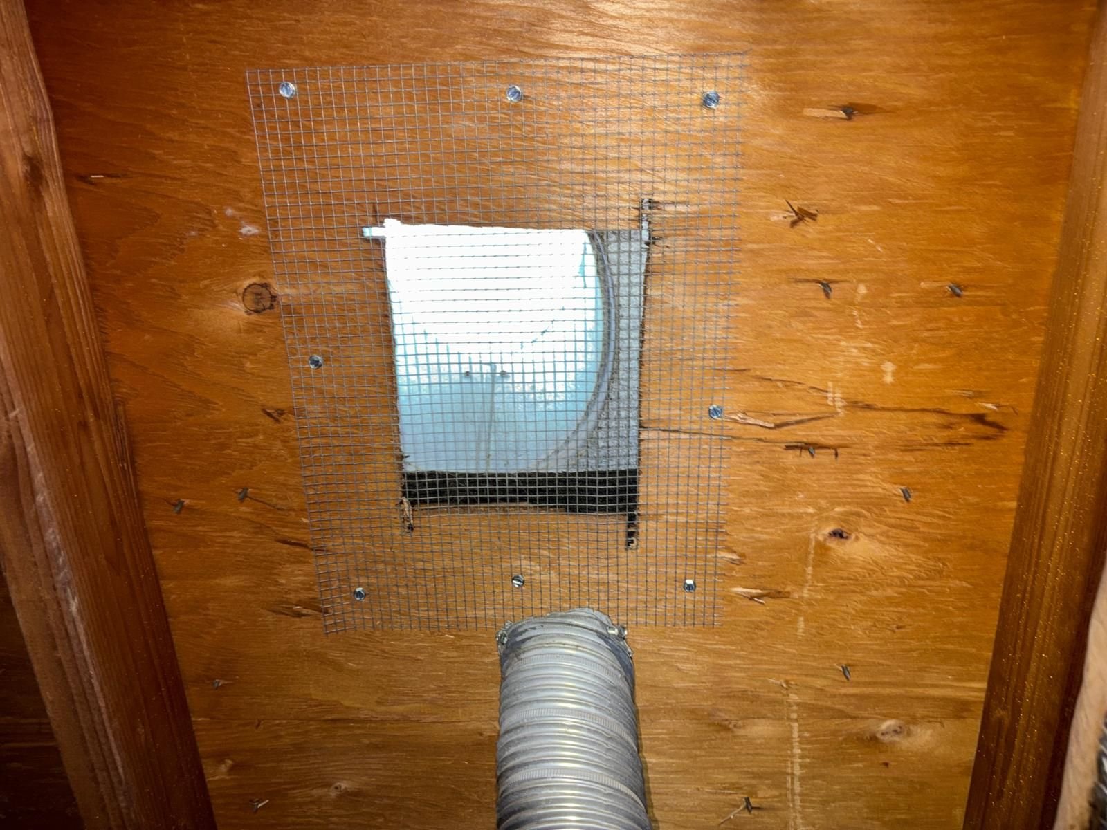 Attic vent screened with wire mesh in Anaheim