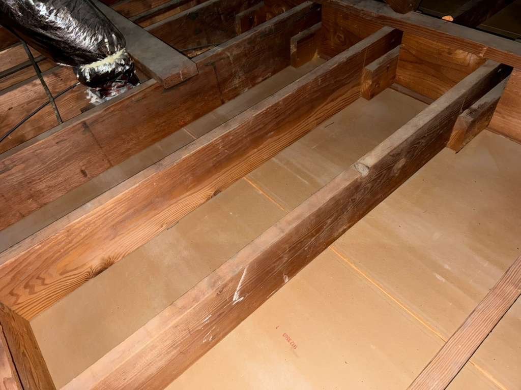 Anaheim attic after removal, joists and deck cleaned
