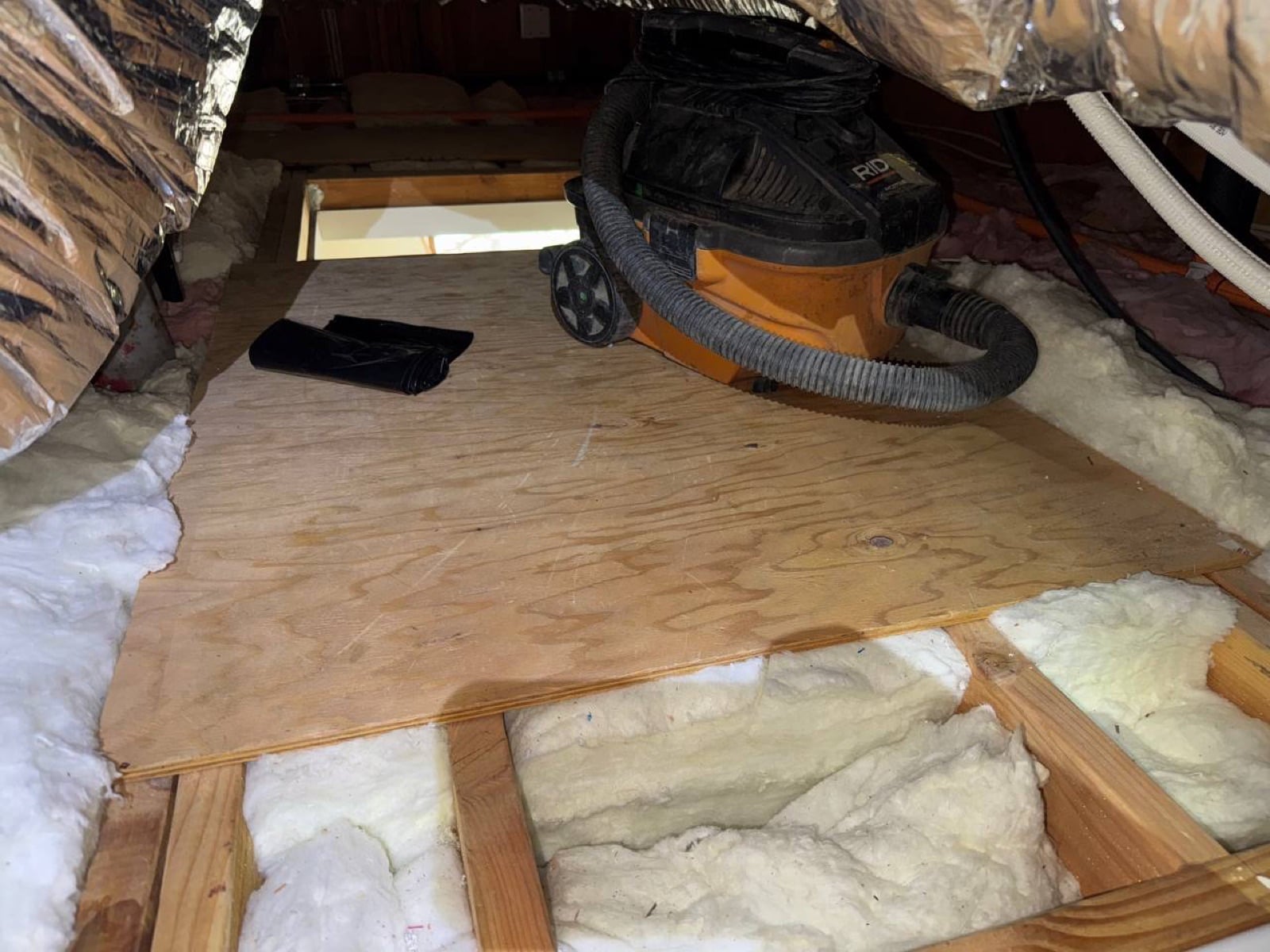 Saratoga attic and crawl space before work — detail of the condition on arrival