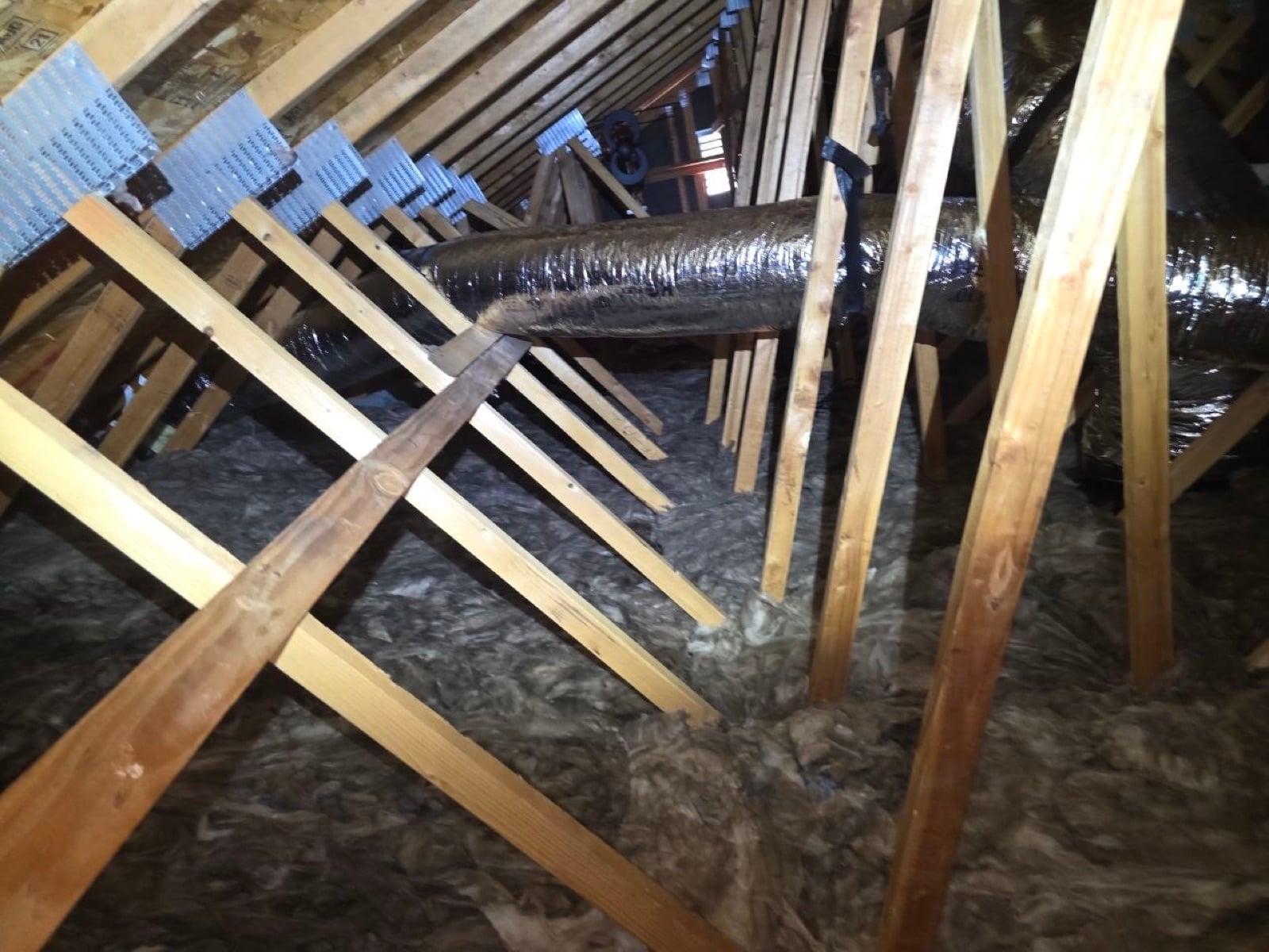 Tracy attic before work began, showing the condition the crew found