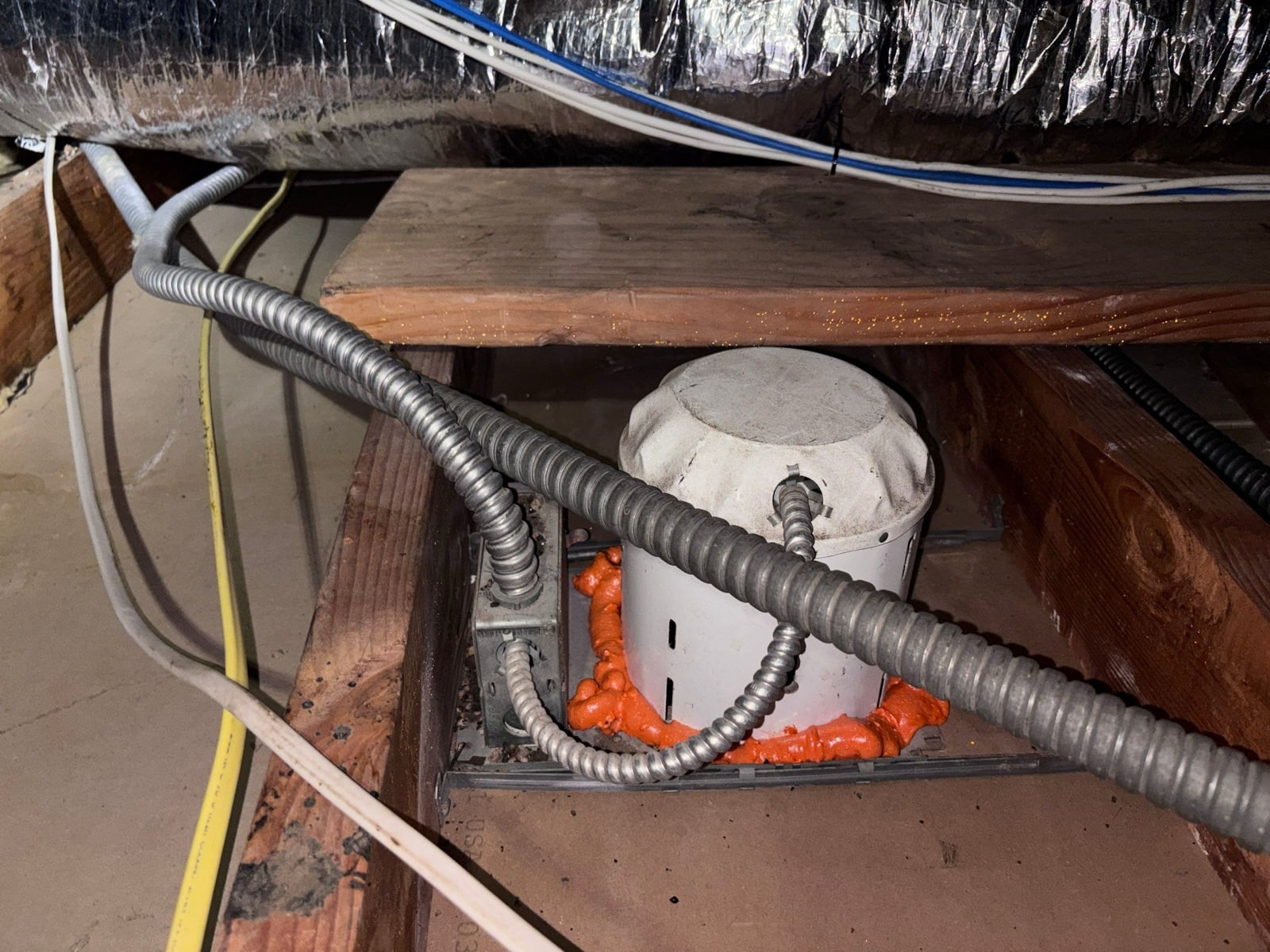 Los Angeles attic during sealing and rodent proofing