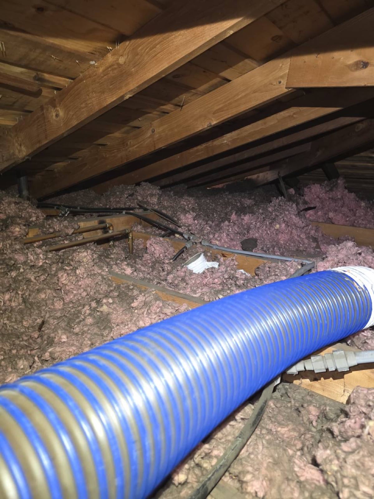 Early stage of the San Jose attic job — clearing out