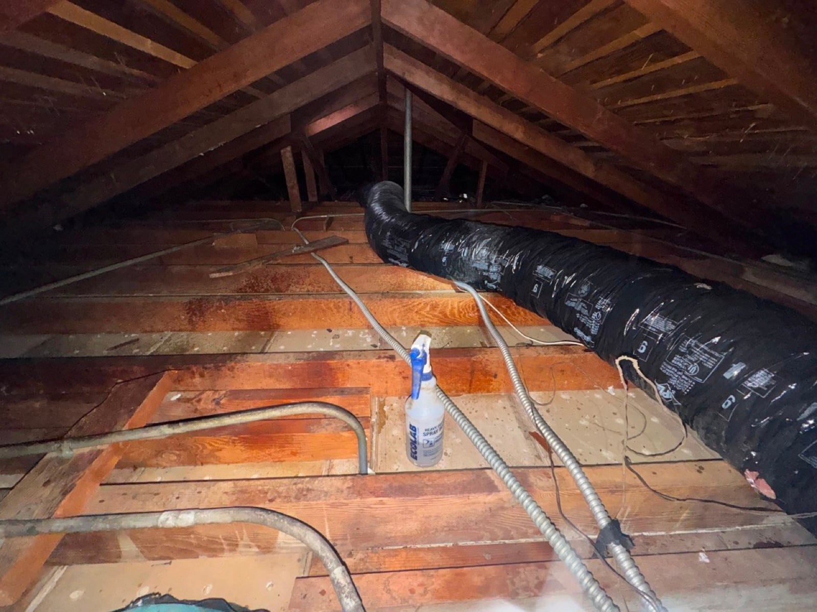 Burbank attic with the new insulation going in