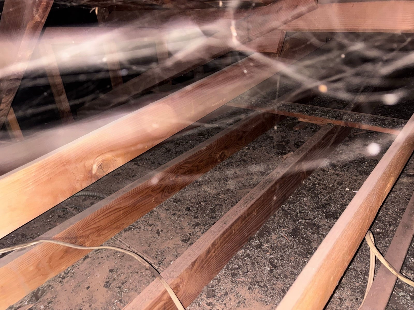 Los Angeles attic with the new insulation going in