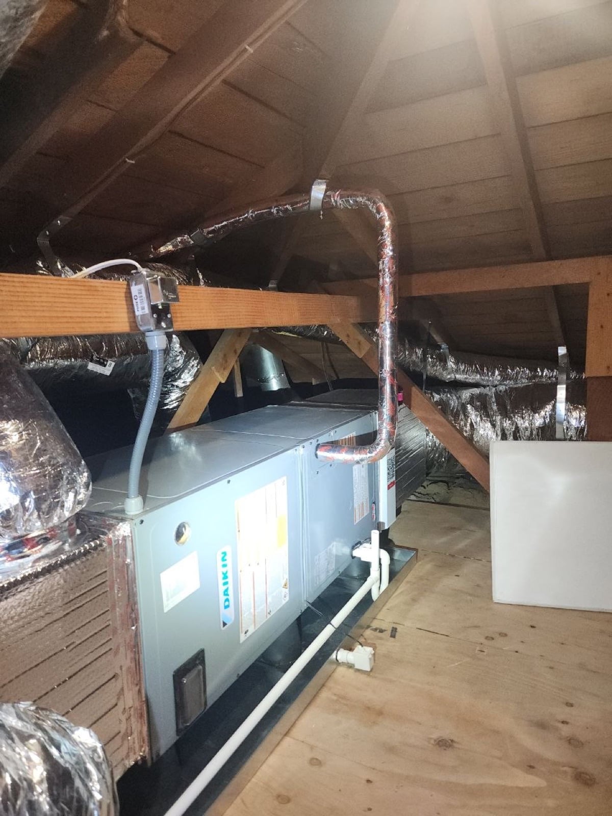 San Mateo attic with the new insulation going in