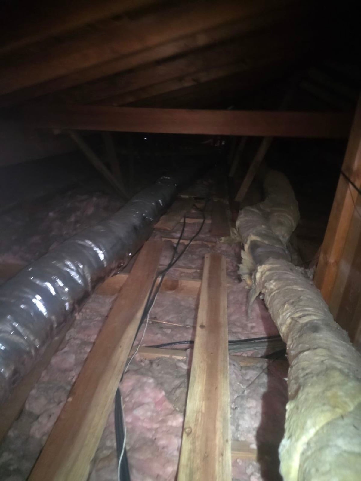 Walnut Creek attic before work began, showing the condition the crew found