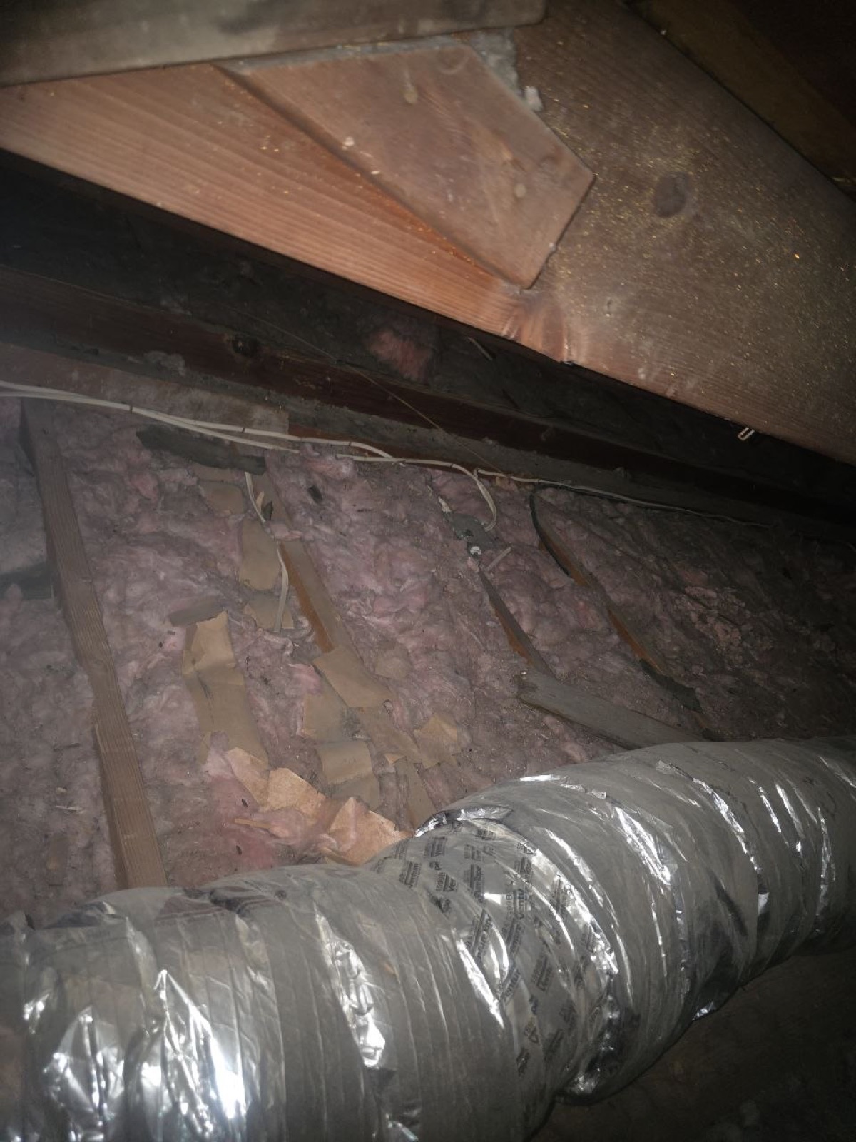 Walnut Creek attic before work began, showing the condition the crew found