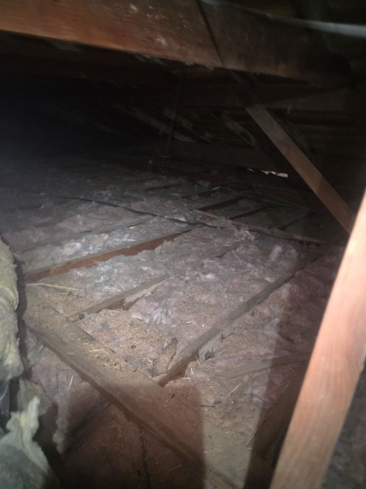 Walnut Creek attic before work — detail of the condition on arrival