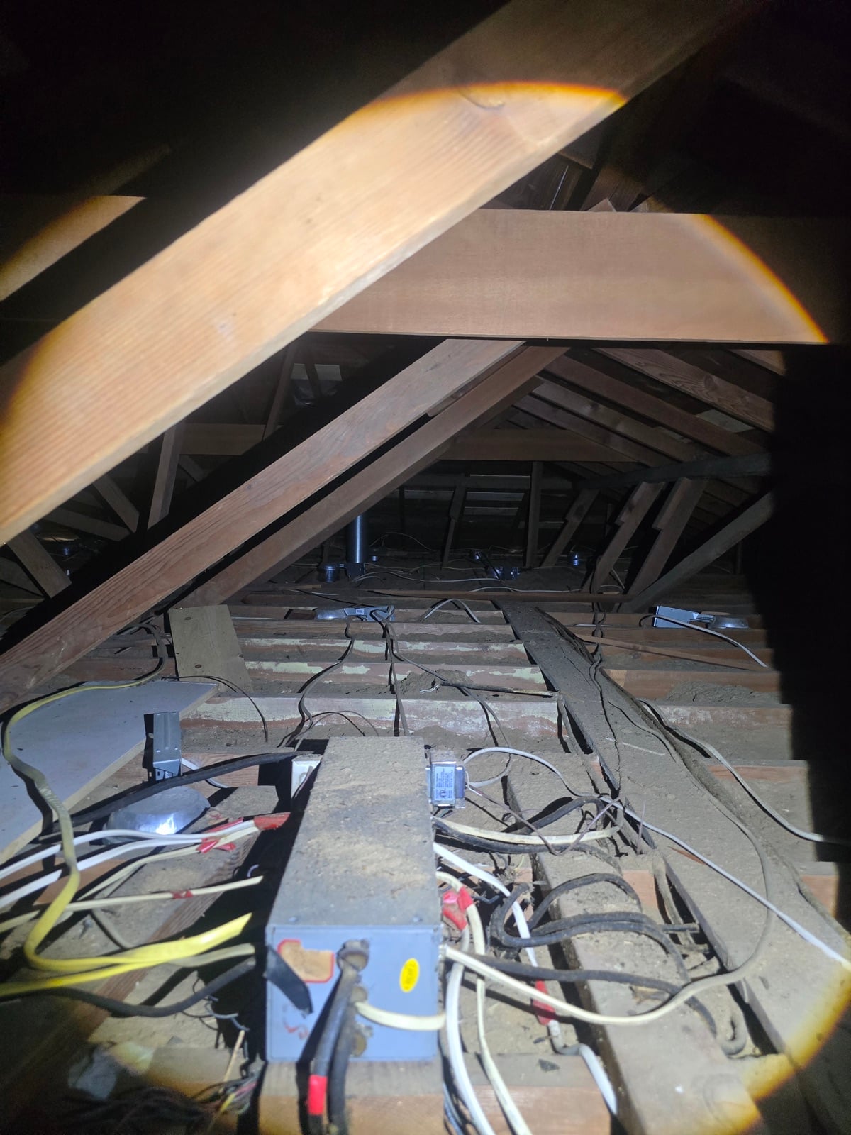 Downey attic before work — detail of the condition on arrival