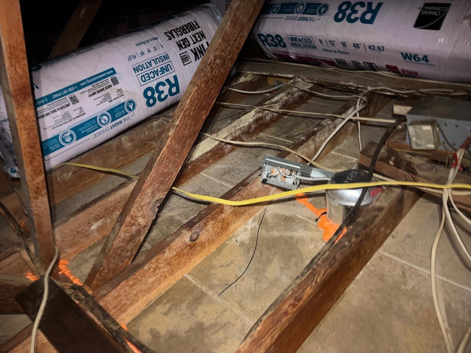 Early stage of the Downey attic job — clearing out
