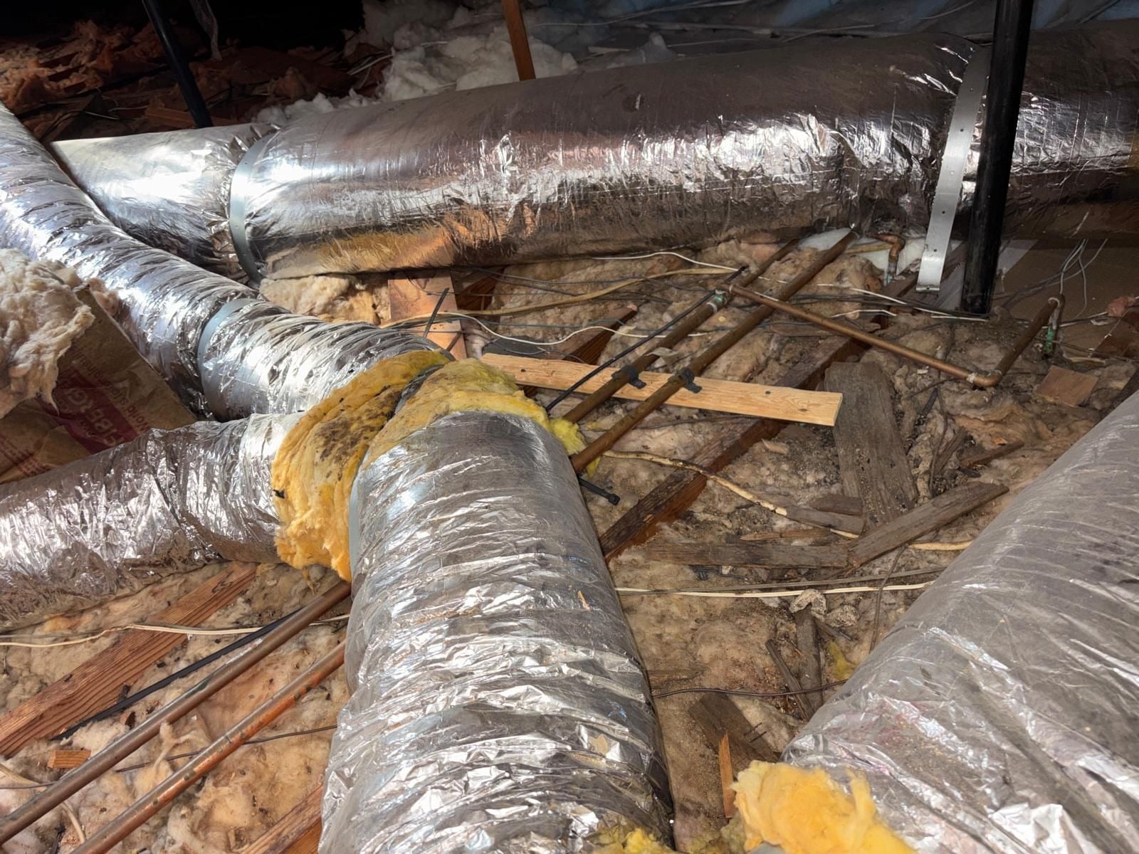 Buena Park attic with the new insulation going in