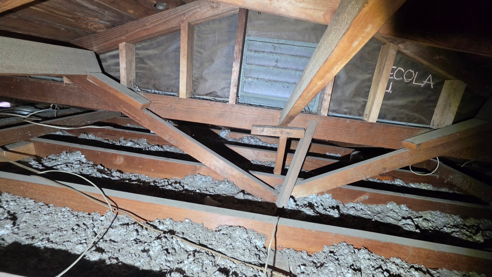Buena Park attic before work began, showing the condition the crew found