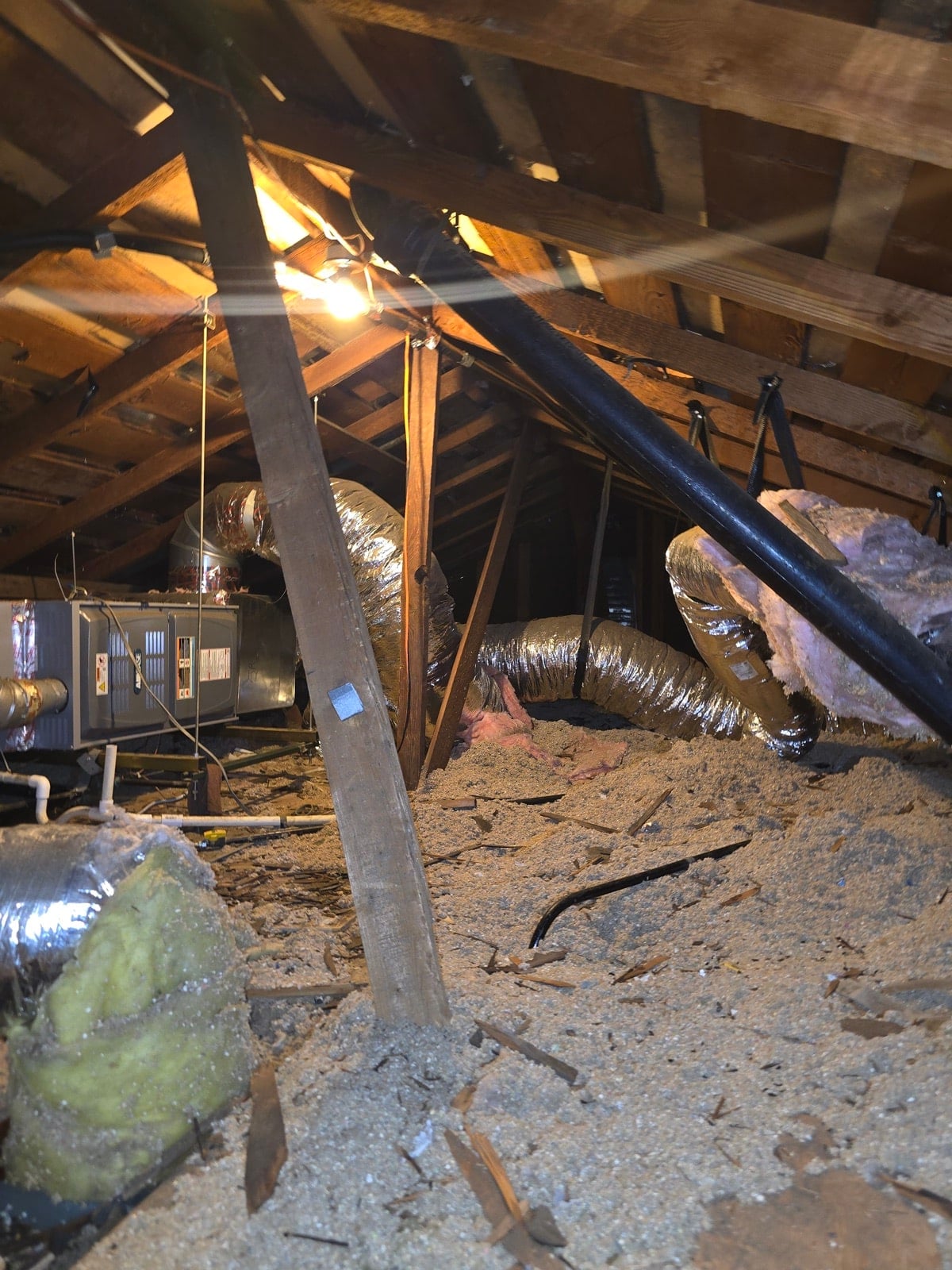 Burbank attic before work — detail of the condition on arrival