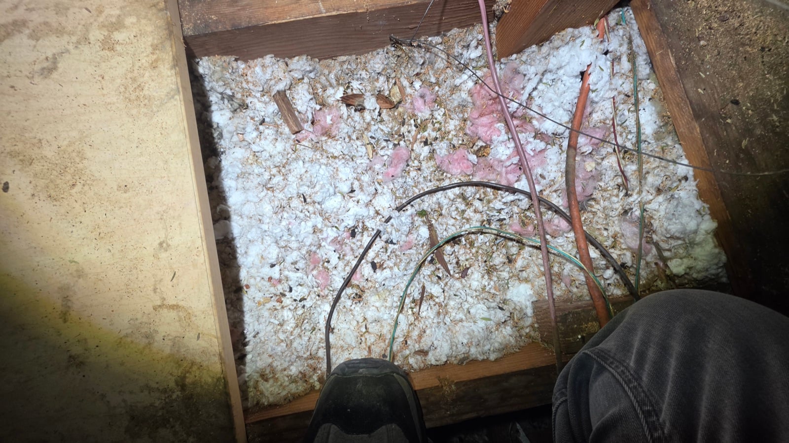 Costa Mesa attic before work — detail of the condition on arrival