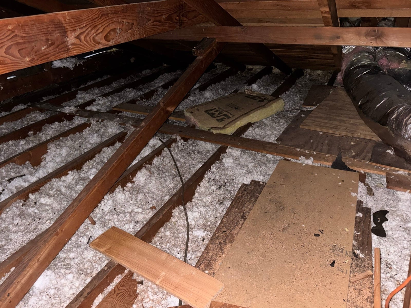 Costa Mesa attic with the new insulation going in