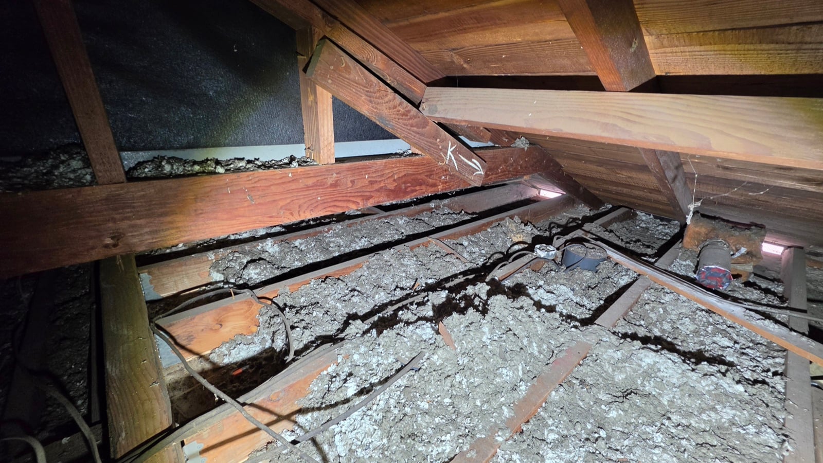 Lawndale attic before work — detail of the condition on arrival
