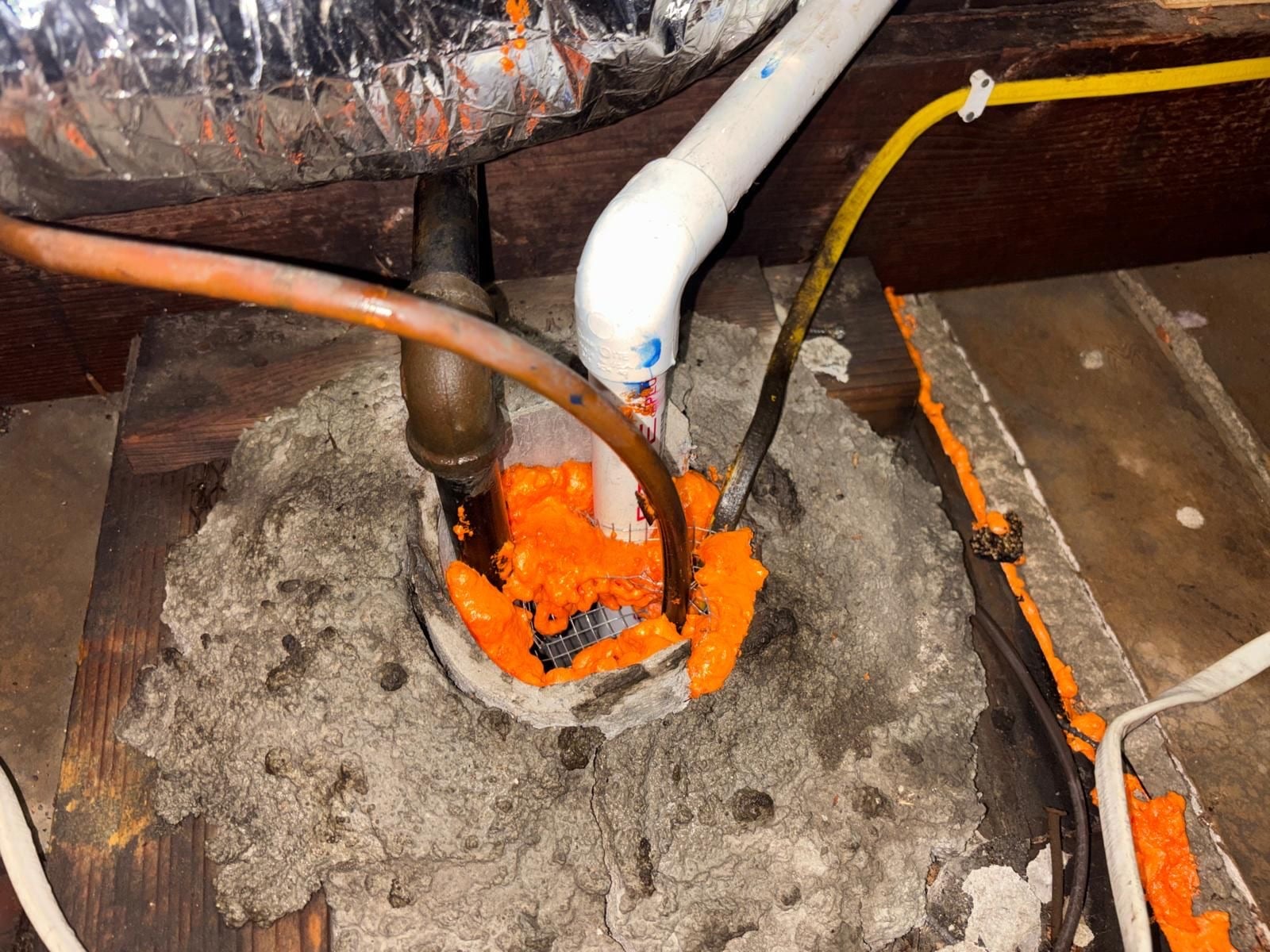 Long Beach attic during sealing and rodent proofing