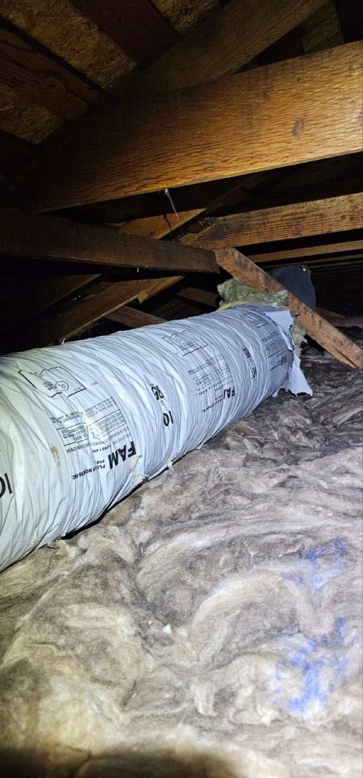Sacramento attic before work began, showing the condition the crew found