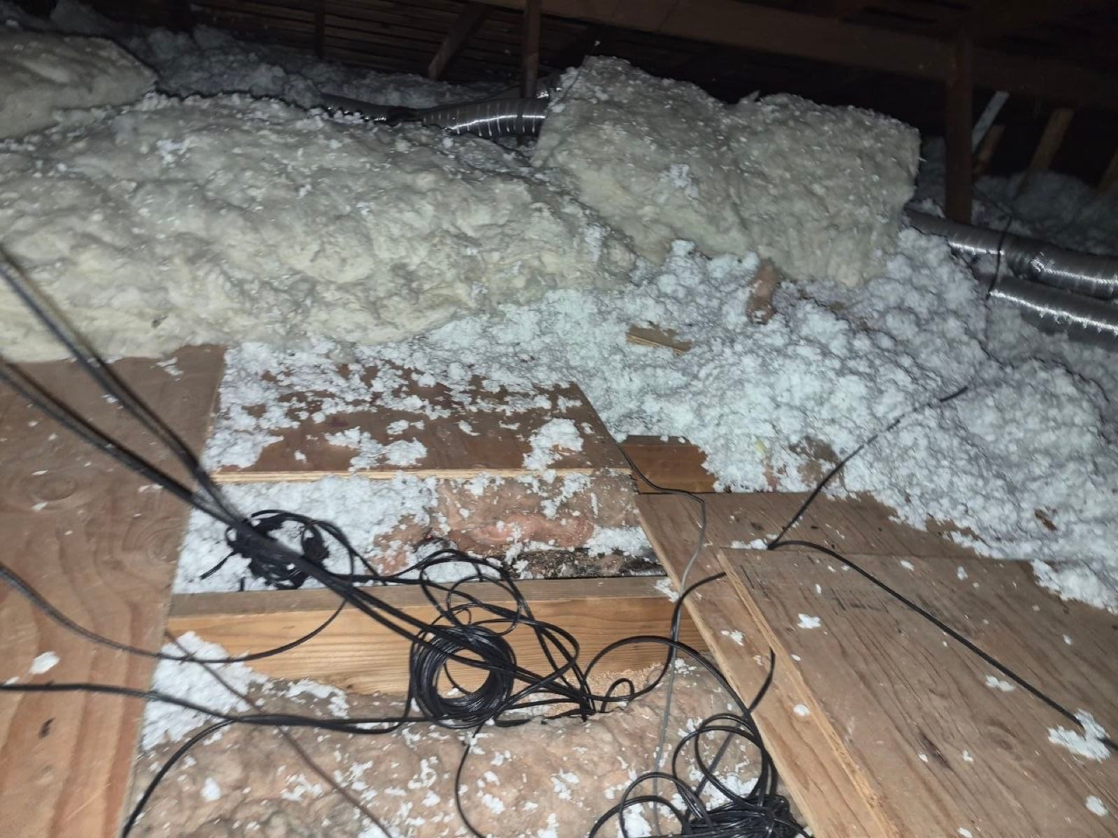 San Jose attic with the new insulation going in