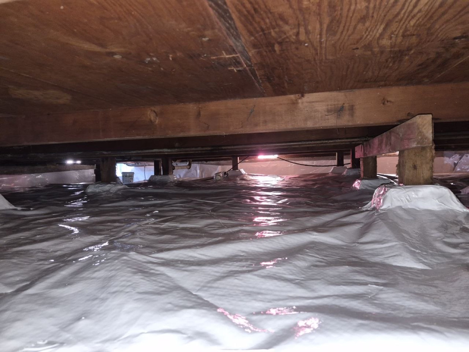 Novato attic and crawl space with the new insulation going in