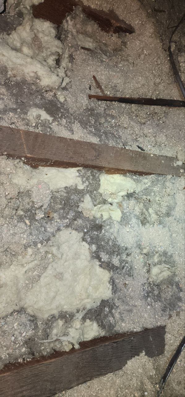 Another area of old insulation in the Berkeley attic before work
