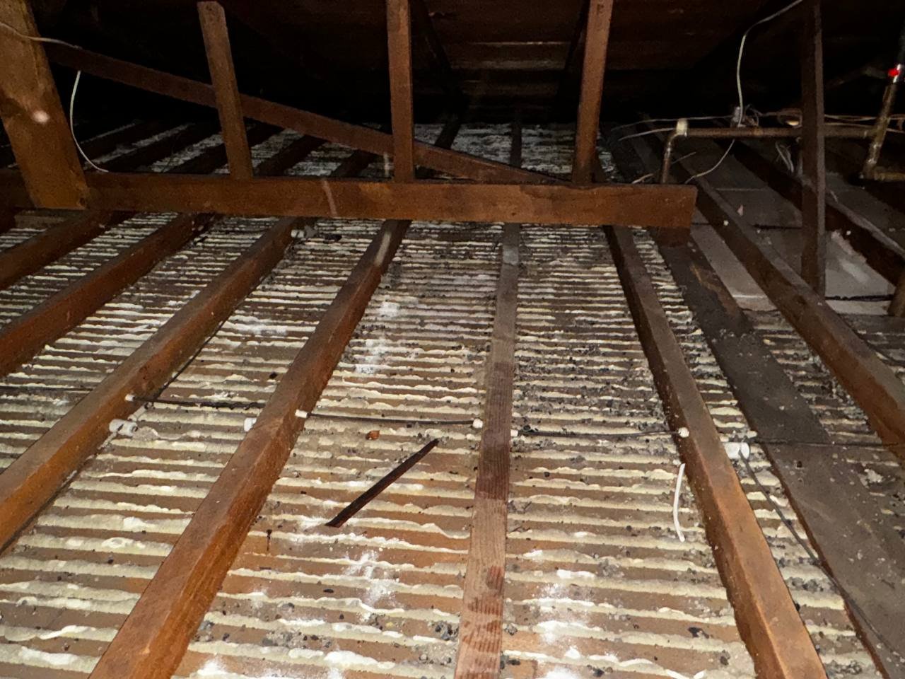 Berkeley attic after removal, joists and deck cleaned