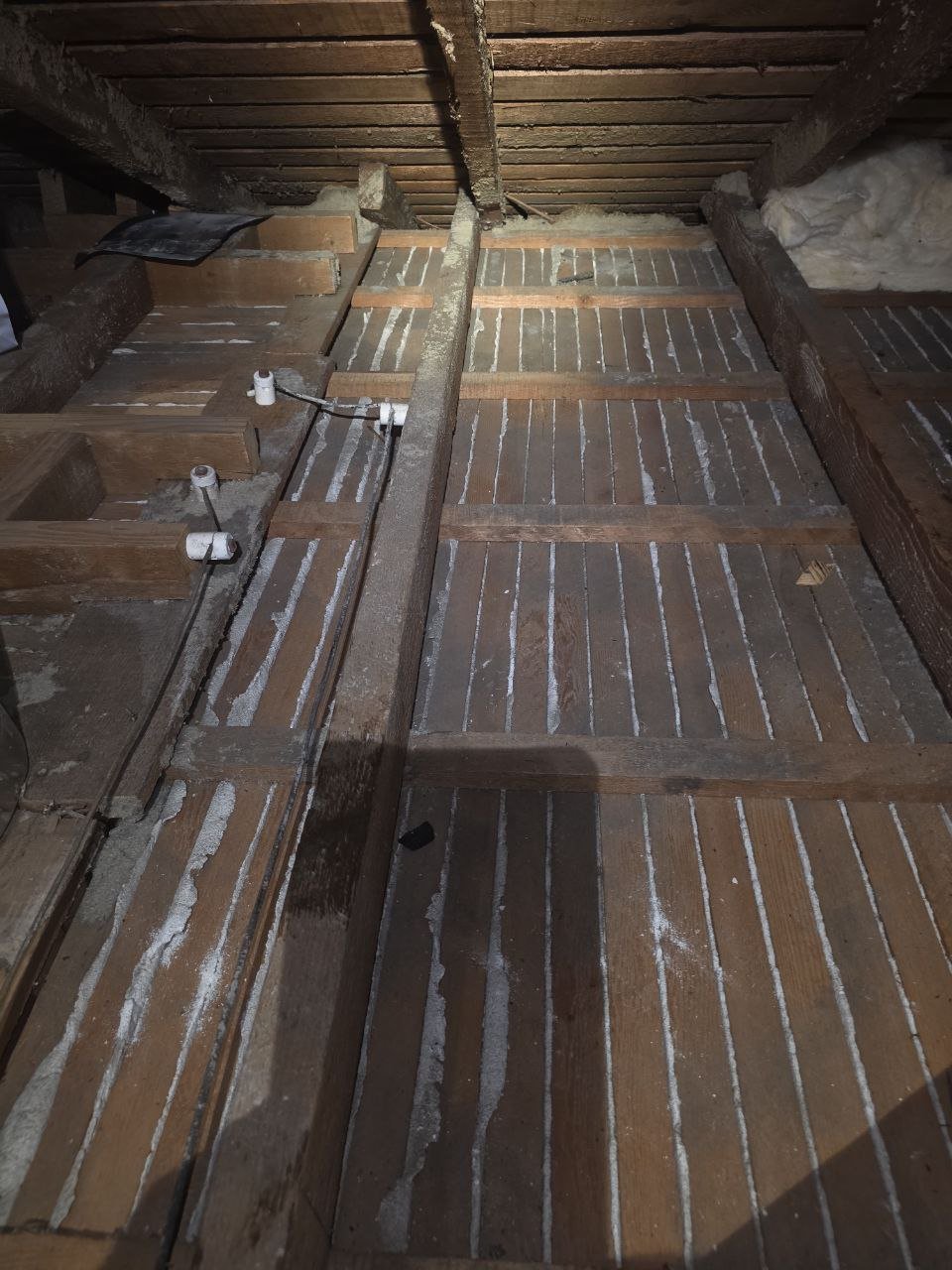 Berkeley attic after removal, joists and deck cleaned