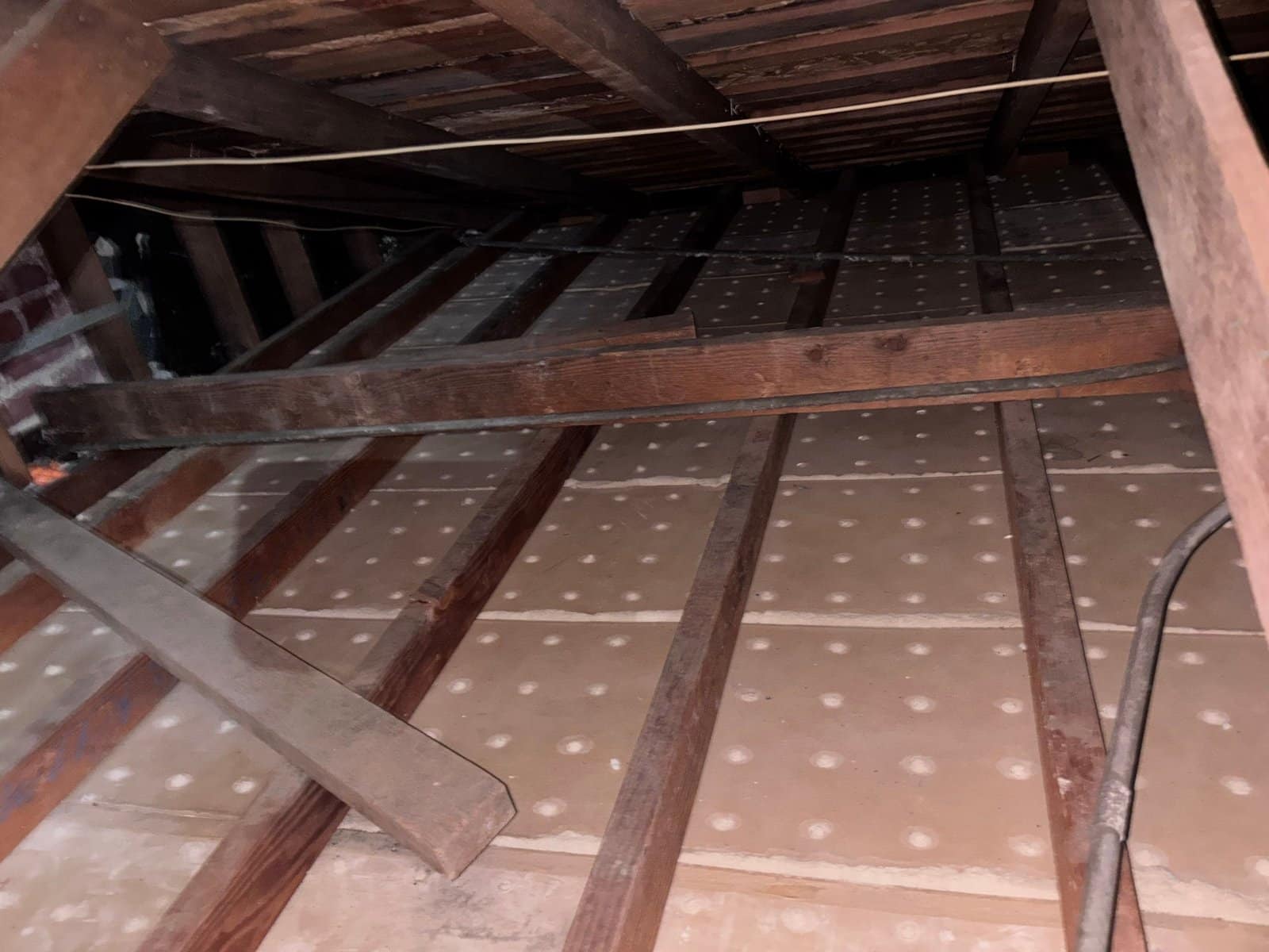 Burbank attic after removal, joists and deck cleaned