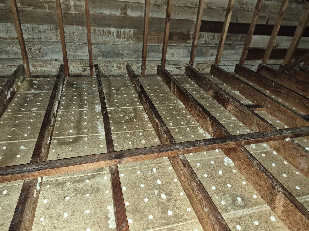 Concord attic after removal, joists and deck cleaned