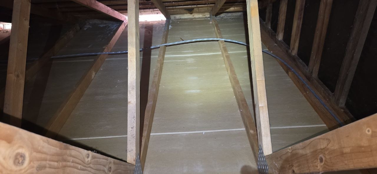 Concord attic after removal, joists and deck cleaned