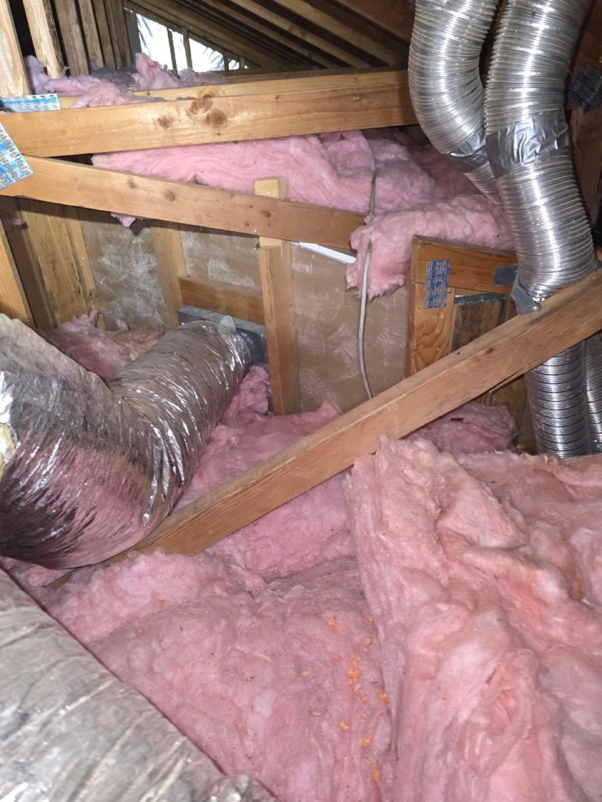 Livermore attic and crawl space before work began, showing the condition the crew found
