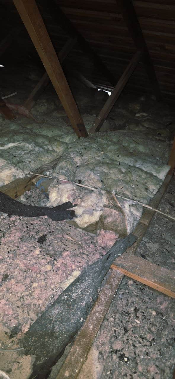 Danville attic before work, old insulation