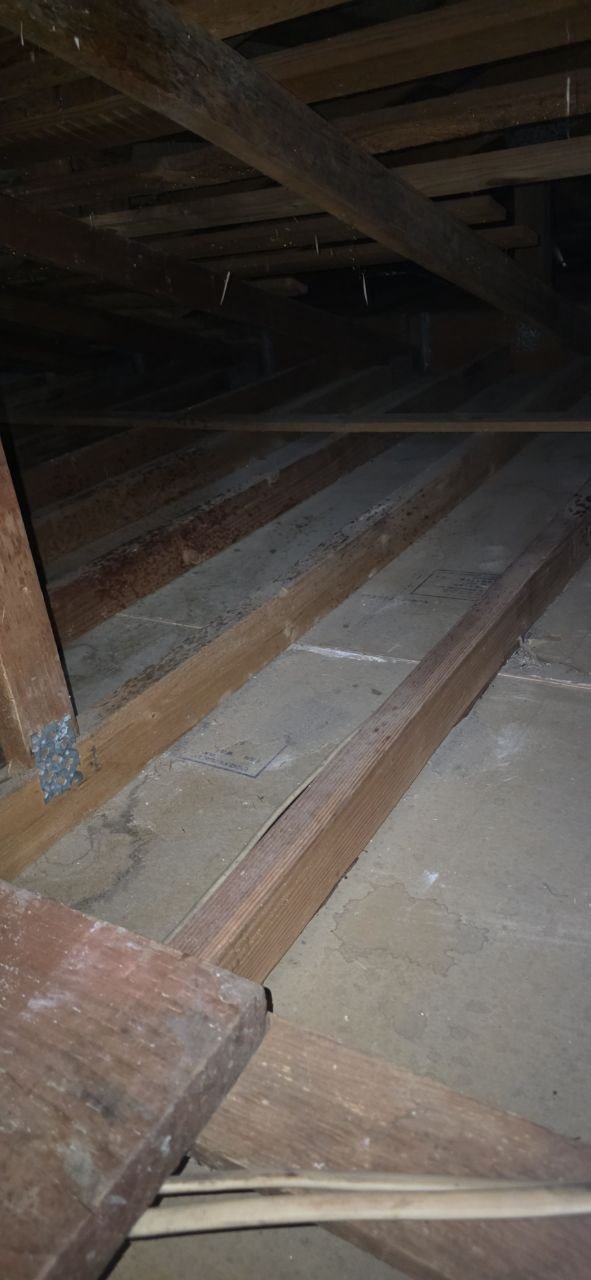 Danville attic after removal, joists and deck cleaned