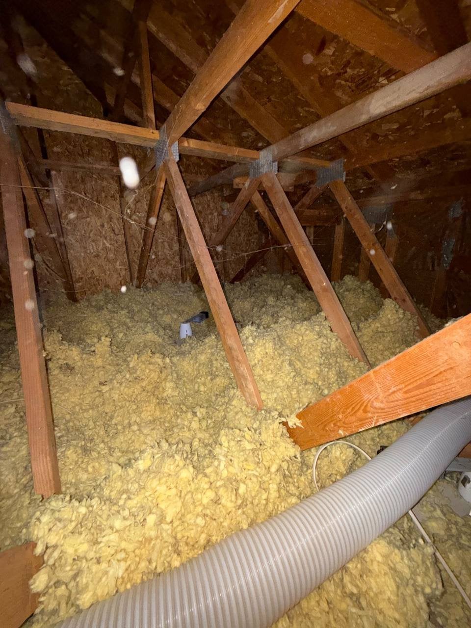 Danville attic before work, old insulation