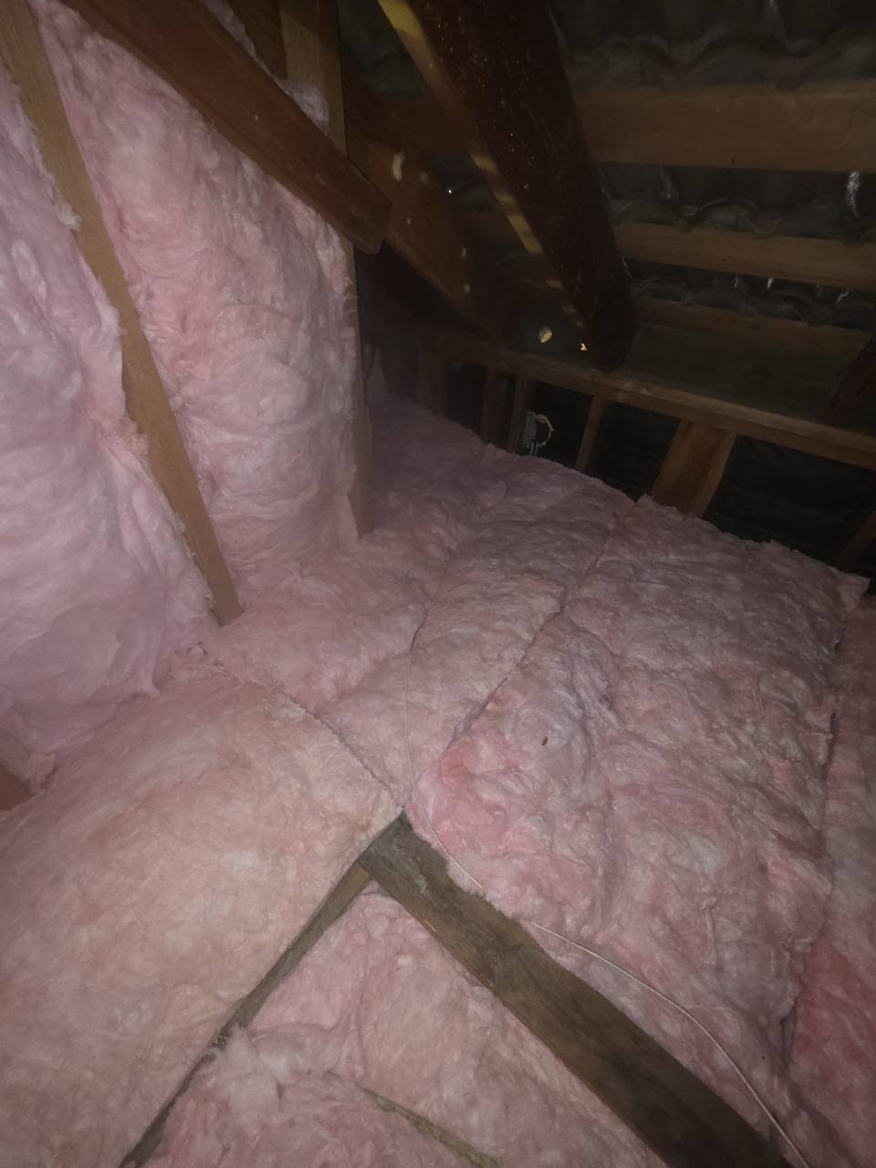 Fairfield attic after the job, new batts on the floor and walls