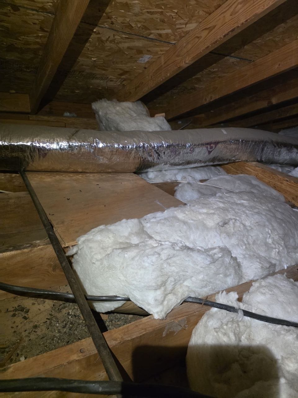 Fremont attic before work, old insulation