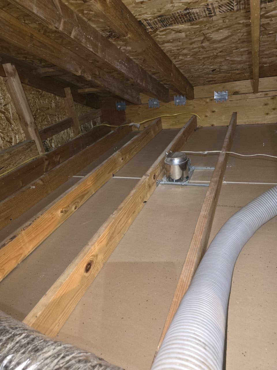 Fremont attic after removal, joists and deck cleaned
