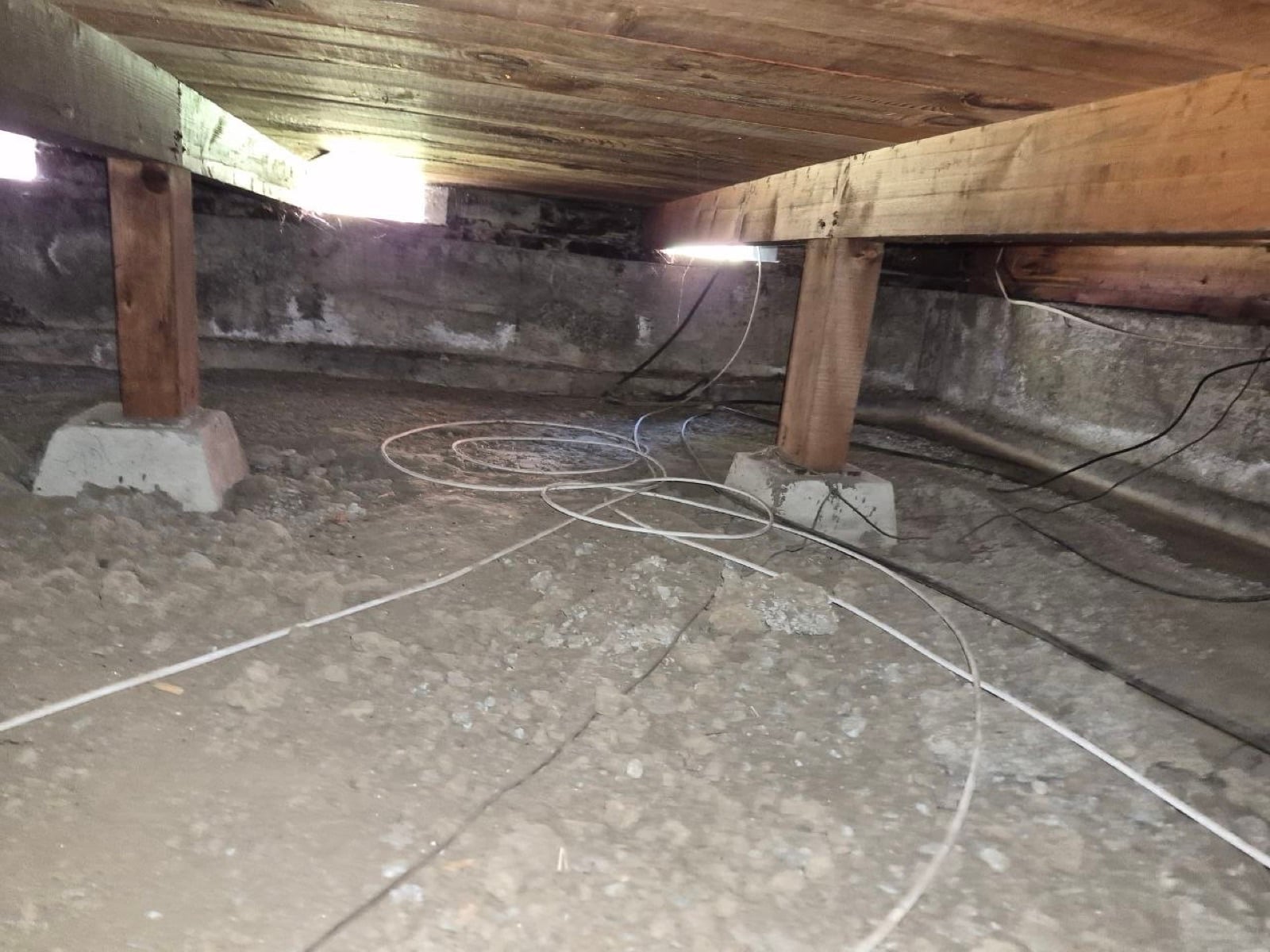 Early stage of the San Jose attic and crawl space job — clearing out