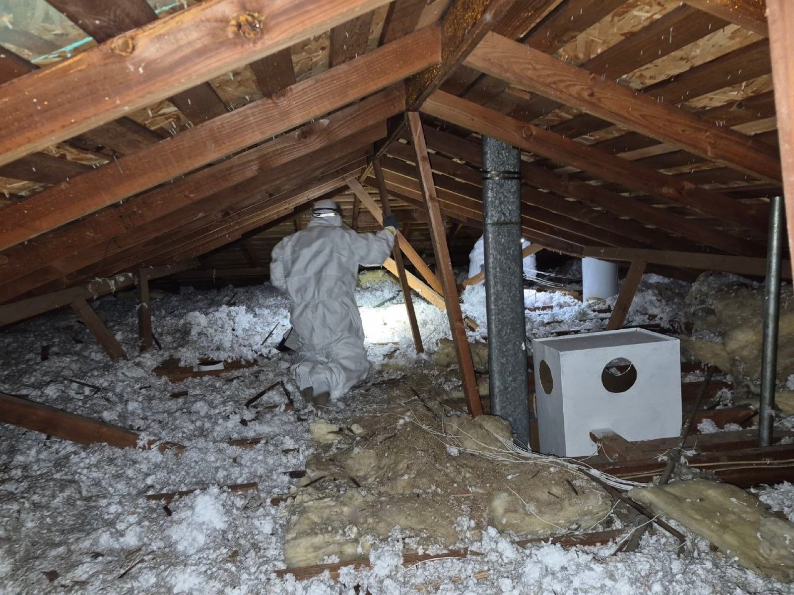 San Jose attic and crawl space with the new insulation going in