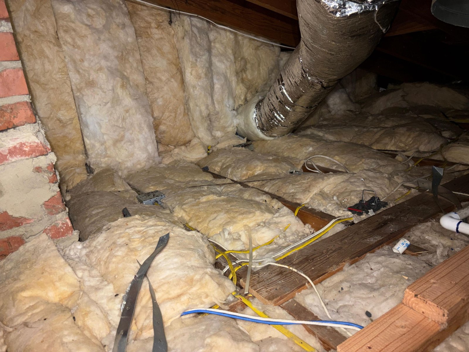 Glendale attic before work, old insulation