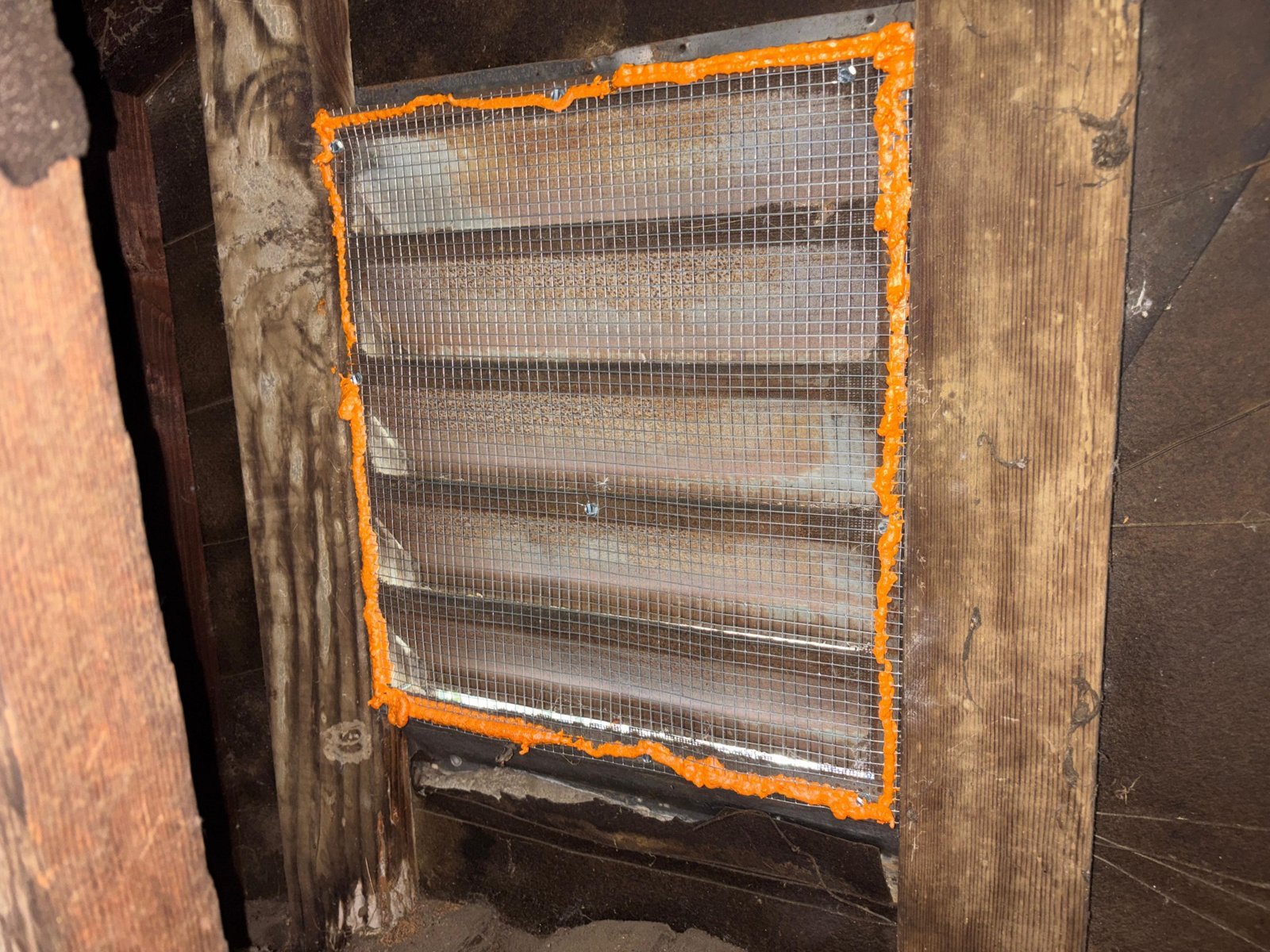 Attic vent sealed with wire mesh and foam in Glendale