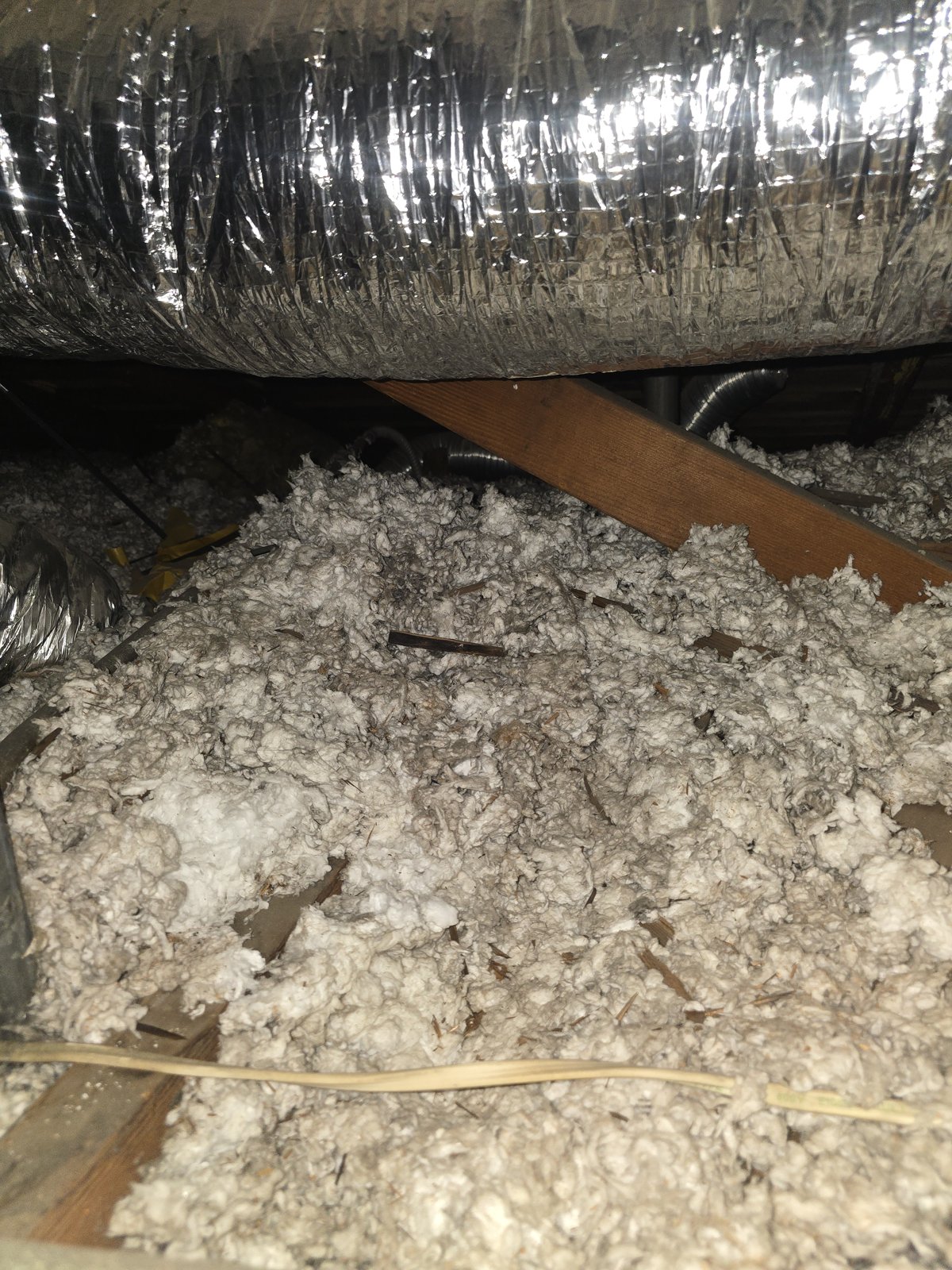 Glendale attic before work, old insulation