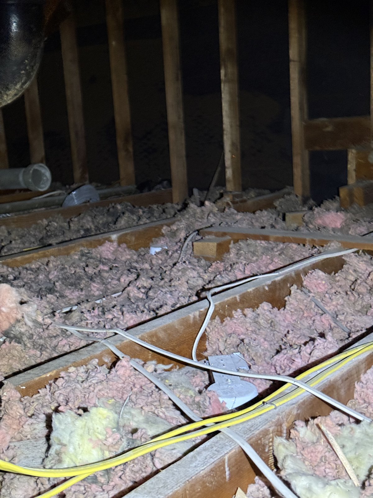 Glendale attic before work, old insulation