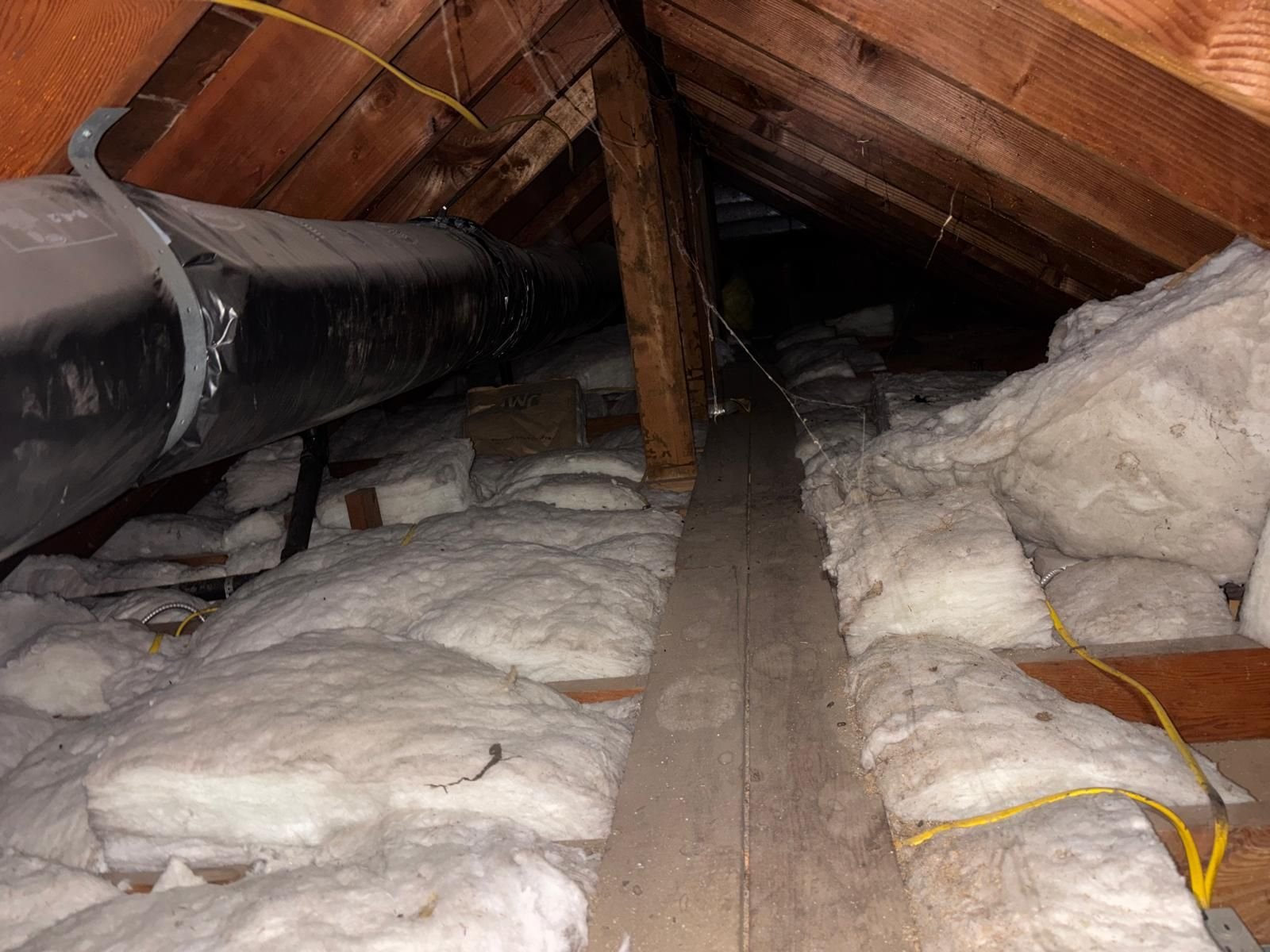 Glendora attic before work, old insulation