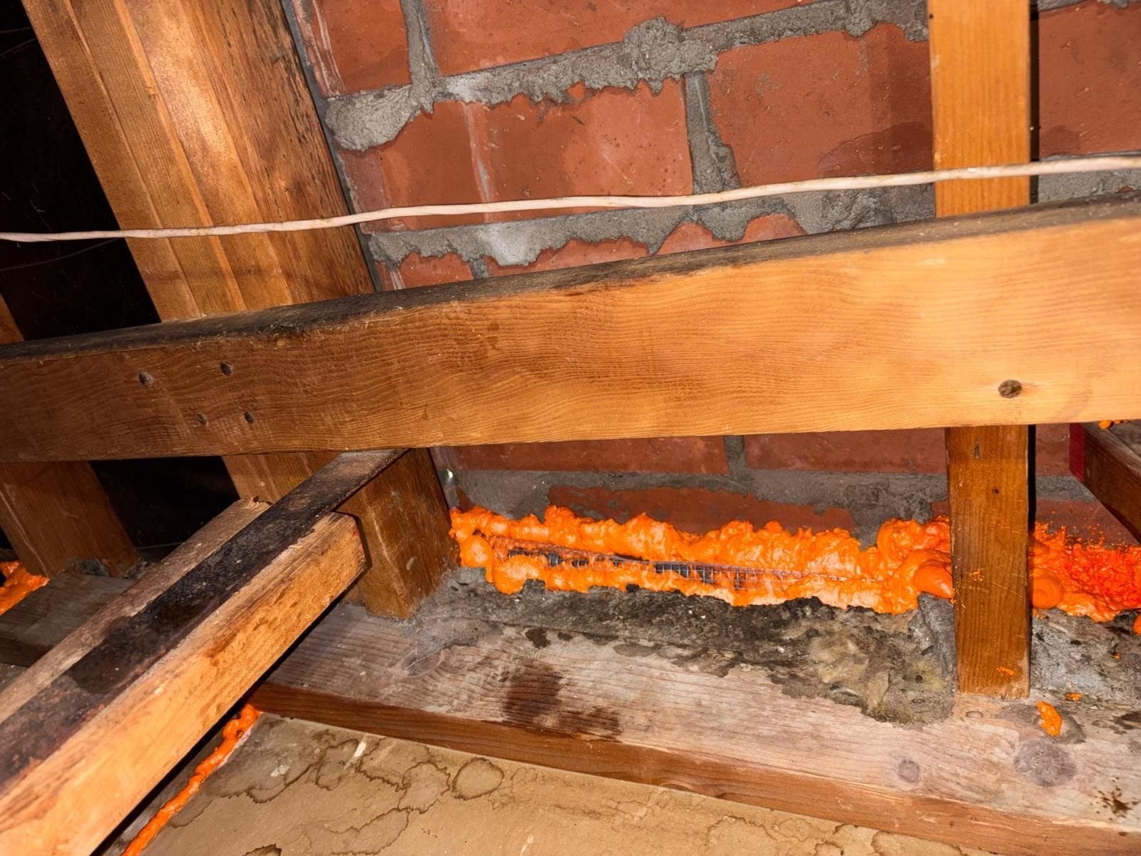 Polyurethane foam air sealing along attic framing in Hacienda Heights