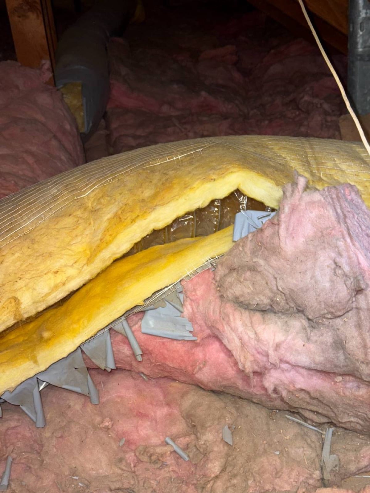 Calabasas attic before work — detail of the condition on arrival