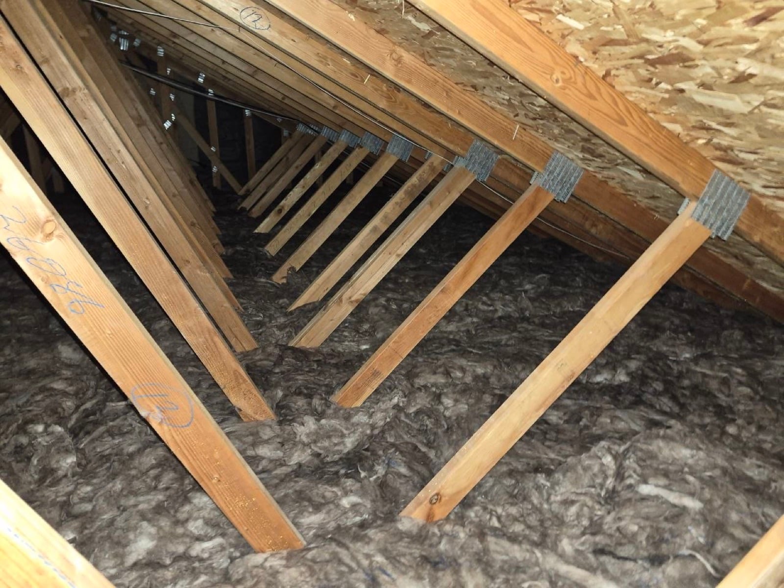 San Ramon attic with the new insulation going in