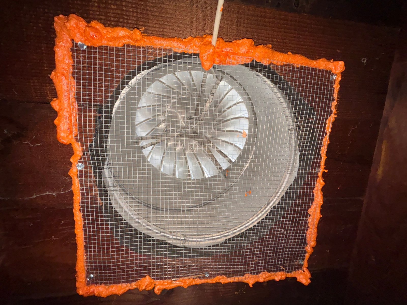 Attic vent sealed with wire mesh and foam in Los Angeles