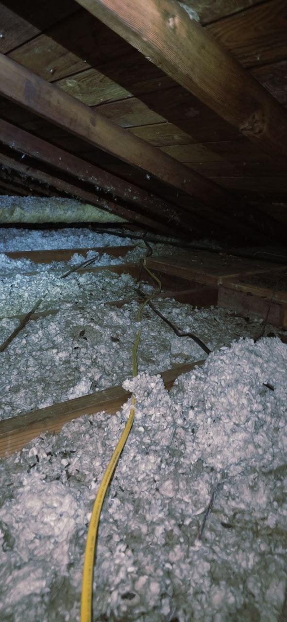 Napa attic before work, old insulation